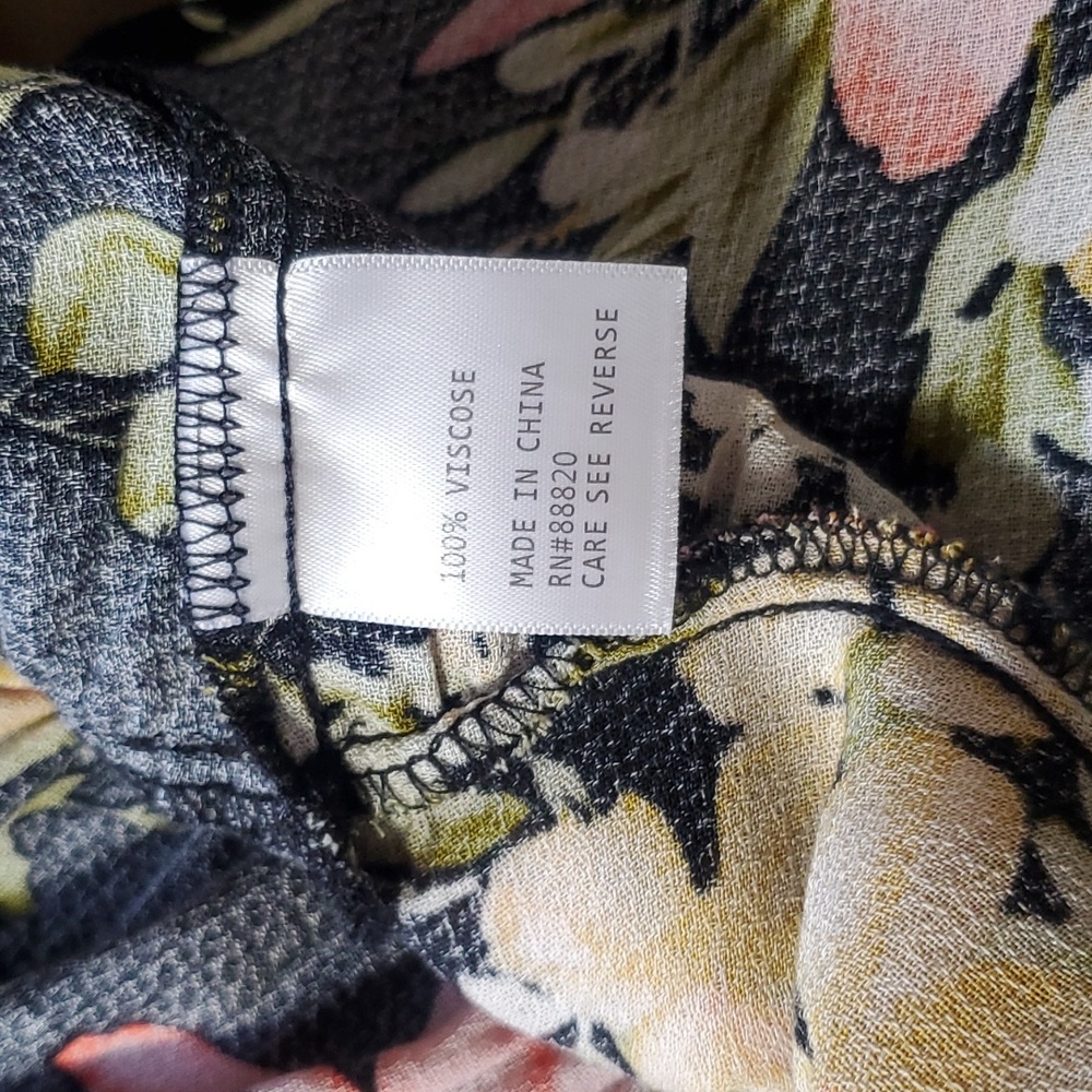 Rachel Zoe Size L Tunic Black Chiffon Floral Swing Cover-up Long Sleeve Spring - Picture 14 of 16